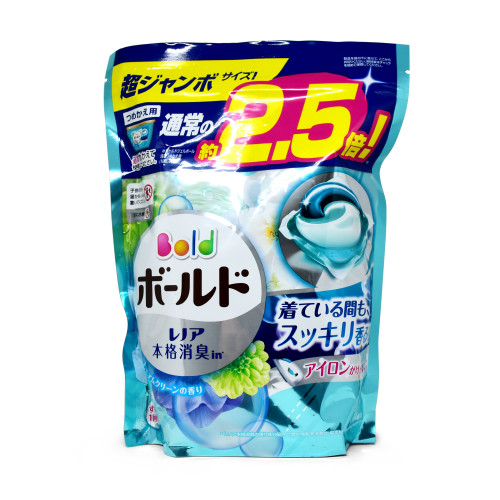 P&G BOLD GEL BALL 3D 豪華潔淨白葉花香香氛抗菌防菌洗衣球增量2.5倍44粒入 (藍)
