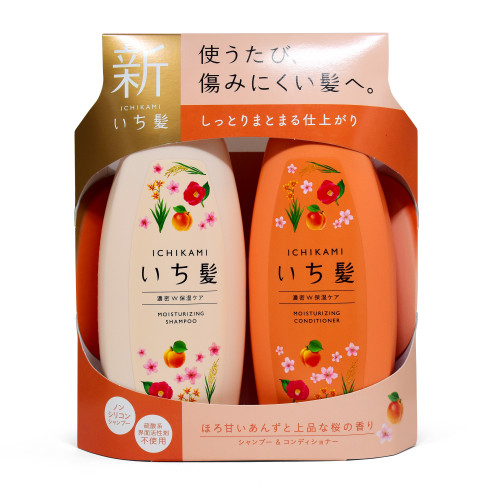 KRACIE ICHIKAMI 濃密保濕 洗護套裝 480ml+480g (淺橙 + 深橙) - 新版日版