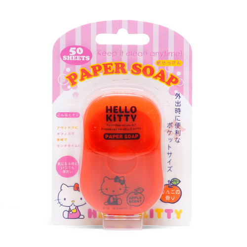 Hello Kitty 攜帶型盒裝香皂紙 蘋果味 50張 (紅)