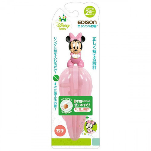 EDISON Disney Minnie學習筷附盒 右手用 - 粉紅色