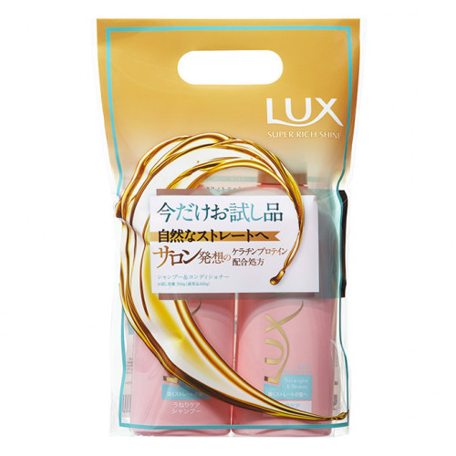 LUX 力士 極致柔亮直順洗潤套裝 - (洗髮乳350g+ 護髮素350g) 粉紅色