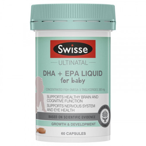 澳洲 SWISSE Ultinatal DHA + EPA 嬰糼兒液體魚油丸 60粒