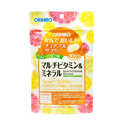 Orihiro 咀嚼糖 多種維生素 + 礦物質 120粒 西柚味