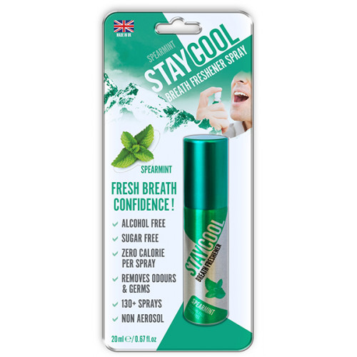 英國 StayCool Breath Freshener-Cool (Spearmint) Blister 口氣噴霧清新劑 (薄荷) 掛裝 20ml 06497