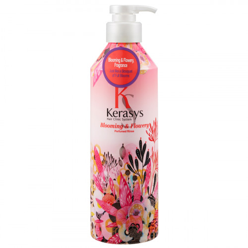 KeraSys Blooming & Flowery Conditioner 可瑞絲  甜美花漾修護護髮露 600g 白蓋桃紅樽