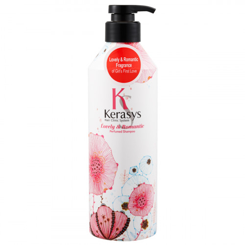KeraSys Lovely & Romantic Shampoo 可瑞絲 浪漫粉紅豐盈洗髮露 600ml 黑蓋粉樽