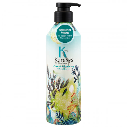 KeraSys Pure & Charming Shampoo 可瑞絲 清新保濕潤澤洗髮露 600ml 黑蓋綠樽